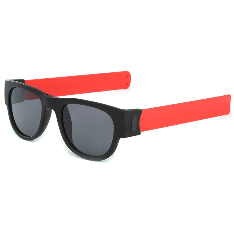 Folding Slap Sunglasses – Trendy Polarized Shades for Men with Mirror Finish and Wristband-Style Folding Innovation