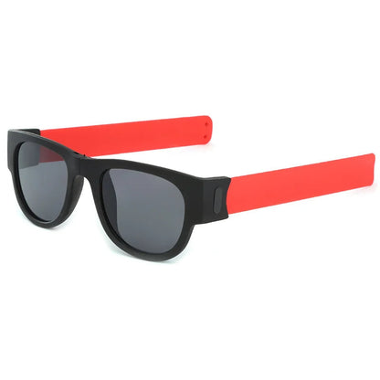 Folding Slap Sunglasses – Trendy Polarized Shades for Men with Mirror Finish and Wristband-Style Folding Innovation