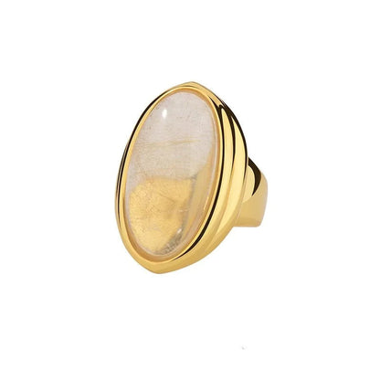 Natural Stone Open Bangle for Women – Elegant Brass Metal Bracelet for Light Luxury Fashion, Travel, and Party Accessories