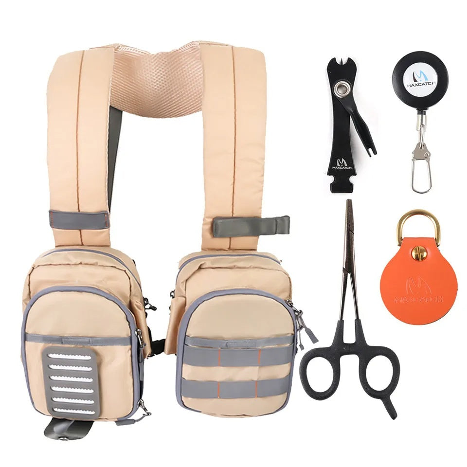 Multi-functional Compact Fly Fishing Tackle Bag – Lightweight Adjustable Chest Pack for Men & Women, Convenient Outdoor Fishing Storage and Mobility
