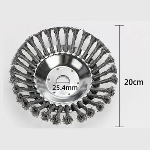 Heavy-Duty Mower Wire Weeding Wheel – Universal Lawn Mower Accessory with 6" and 8" Twisted Wire Heads for Fast, Efficient Garden Cleaning