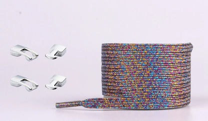 Elastic Shoelaces Sneakers - Colorful No-Tie Flat Laces with Metal Lock for Adults & Kids, Lazy Fit, Stylish Convenience