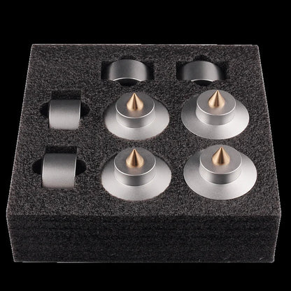 Aluminum Audio Amplifier Feet – 4-Piece HiFi Shock Absorber Pads for Speaker or CD Player, Reduce Vibration, Boost Sound Clarity