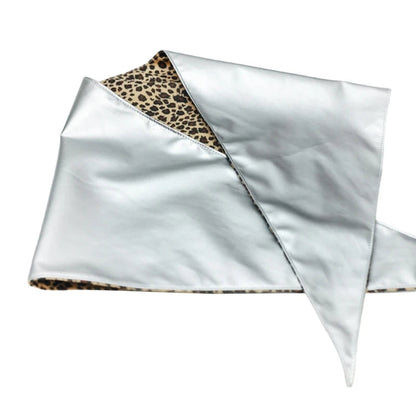 PU Leather and Leopard Bandana Headscarf – Handmade Hairscarf for Bold Style, Festival Wear & Artistic Statement Accessory