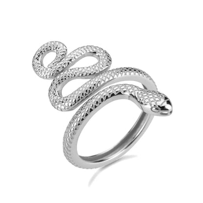 Sterling Silver Adjustable Snake Ring – 925 Silver Rock Punk Resizable Luxury Long Statement Ring for Bold, High-Quality Fashion Jewelry