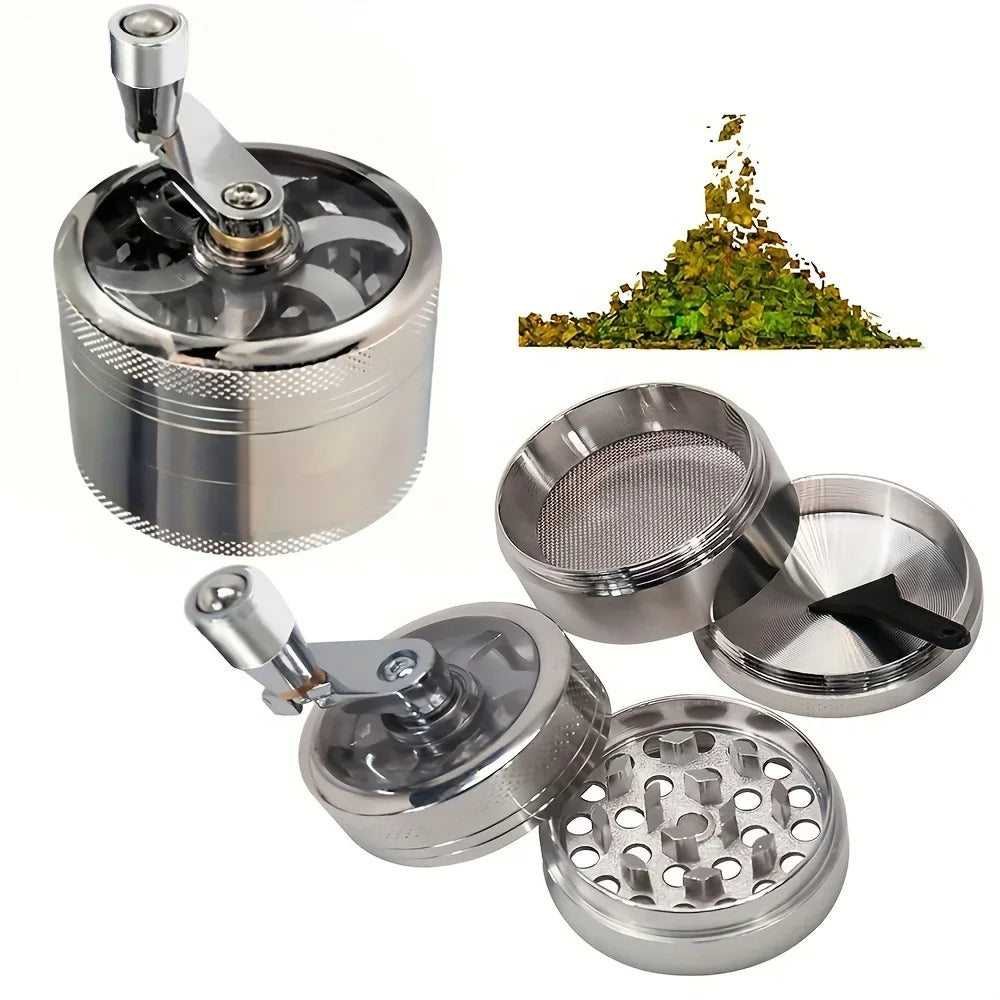 Nut and Hard Spice 4-Layer Herb Grinder – 40mm Handle-Type Spice Mill with Durable Design for Smokers and Holiday Gift Enthusiasts