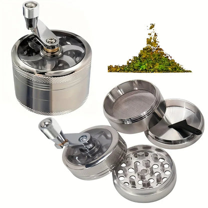 Nut and Hard Spice 4-Layer Herb Grinder – 40mm Handle-Type Spice Mill with Durable Design for Smokers and Holiday Gift Enthusiasts