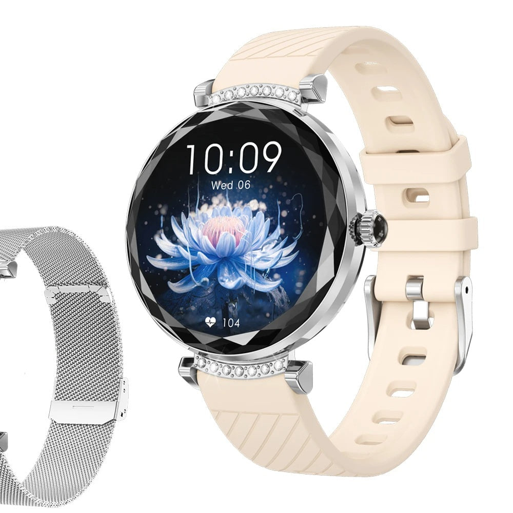 Women’s Fashion Smartwatch with 1.19" AMOLED Screen – Waterproof Fitness Tracker, Heart Monitor & Bluetooth Calling Features
