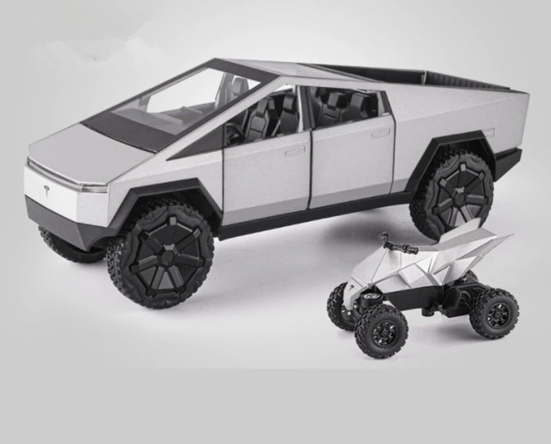 Scale Cyber Pickup Truck Model – 1/24 Diecast Alloy Off-Road Vehicle with Sound & Light, Realistic Collectible Car Toy Gift for Kids