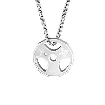 Steel Dumbbell Necklace - Fitness-Inspired Gym Jewelry for Men & Women, Bold Workout Pendant Gift for Lifters & Trainers