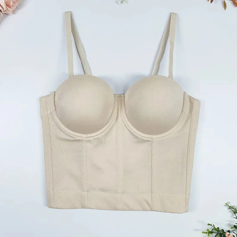 Strapless Backless Bodysuit – Sexy Slimming Crossbody Vest with Chest Wrap and Fishbone Support for Beautiful Silhouette Appeal
