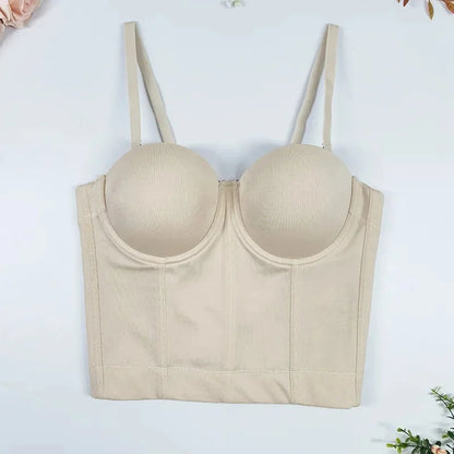 Strapless Backless Bodysuit – Sexy Slimming Crossbody Vest with Chest Wrap and Fishbone Support for Beautiful Silhouette Appeal