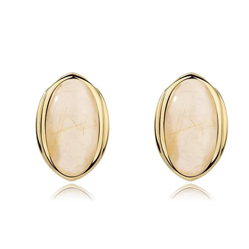 Natural Stone Open Bangle for Women – Elegant Brass Metal Bracelet for Light Luxury Fashion, Travel, and Party Accessories