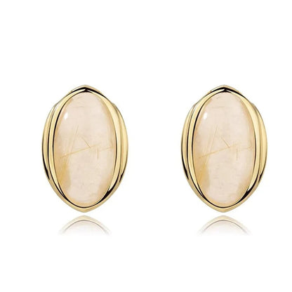 Natural Stone Open Bangle for Women – Elegant Brass Metal Bracelet for Light Luxury Fashion, Travel, and Party Accessories