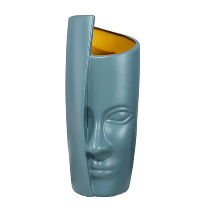 Abstract Face Nordic Plastic Flower Vase – Shatterproof Modern Pot for Bold Floral Displays & Artistic Home Styling