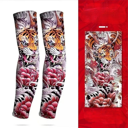 Summer Tattoo Arm Sleeves  - 2pcs. Seamless Ice Silk UV Protection Sleeves for Golf, Driving, Outdoor Sports & Style