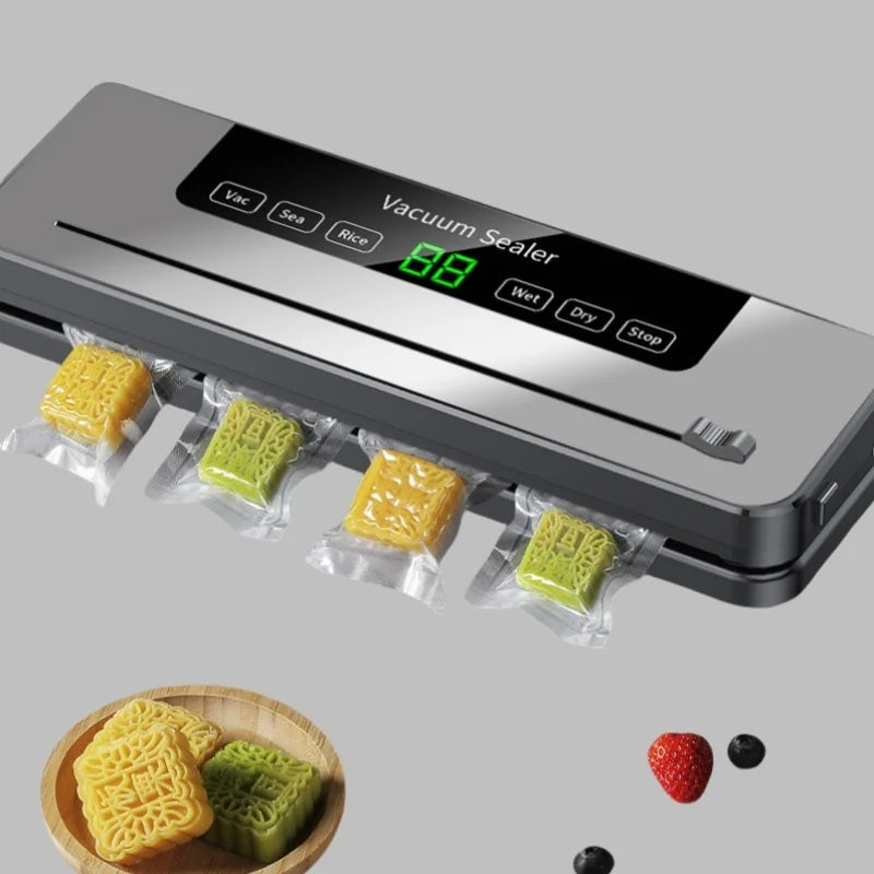 Household Vacuum Sealer Machine - Dry/Wet Food Storage Sealer with Built-in Cutter for Freshness & Kitchen Organization