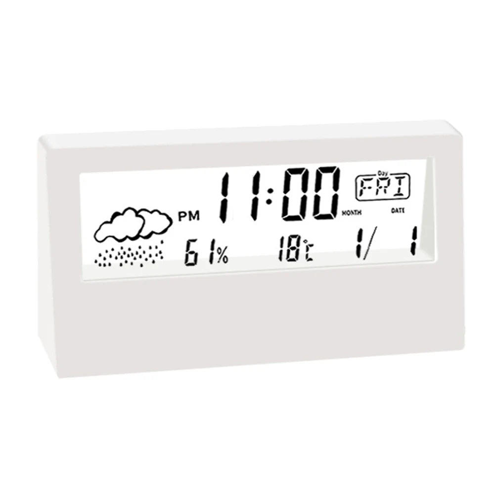 Thermo-Hygrometer Alarm Clock - Electronic Weather Display for Bedroom & Desk