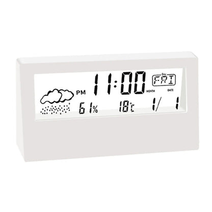 Thermo-Hygrometer Alarm Clock - Electronic Weather Display for Bedroom & Desk
