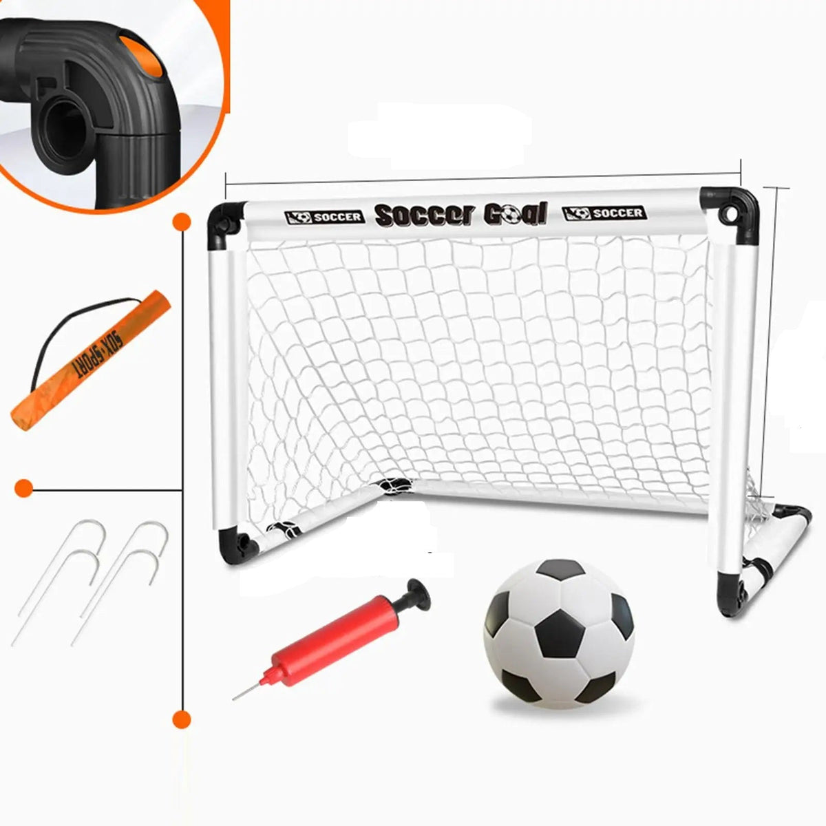 Foldable Kids Soccer Goal Set with Ball & Ground Stakes – Easy-to-Assemble Football Gate for Backyard Fun, Park Games & Training