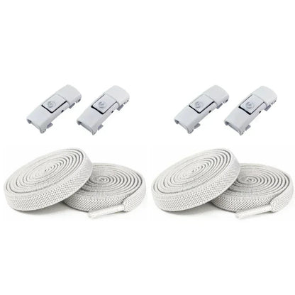 Elastic No Tie Shoelaces - 2-Pair Flat Locking Laces for Kids & Adults Sneakers
