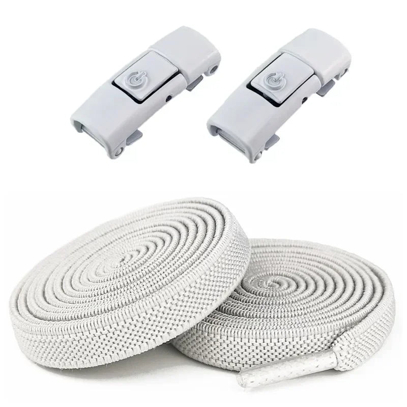 Elastic No Tie Shoelaces - 2-Pair Flat Locking Laces for Kids & Adults Sneakers