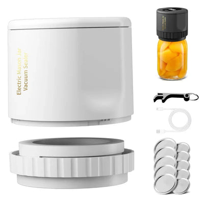 Cordless Mason Jar Vacuum Sealer Kit – Airtight Fermentation Preserver for Wide Mouth Jars, Electric Freshness Lock for Pantry Perfection