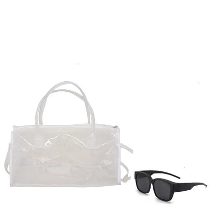 Transparent Candy Color Waterproof Travel and Beach Bag – Large-Capacity Handbag for Toiletries, Men & Women’s Shoulder Satchel