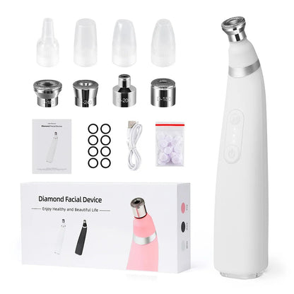 Diamond Microdermabrasion Facial Device - Portable Exfoliation Vacuum for Deep Cleaning, Blackhead Removal, and Glowing Skin Care