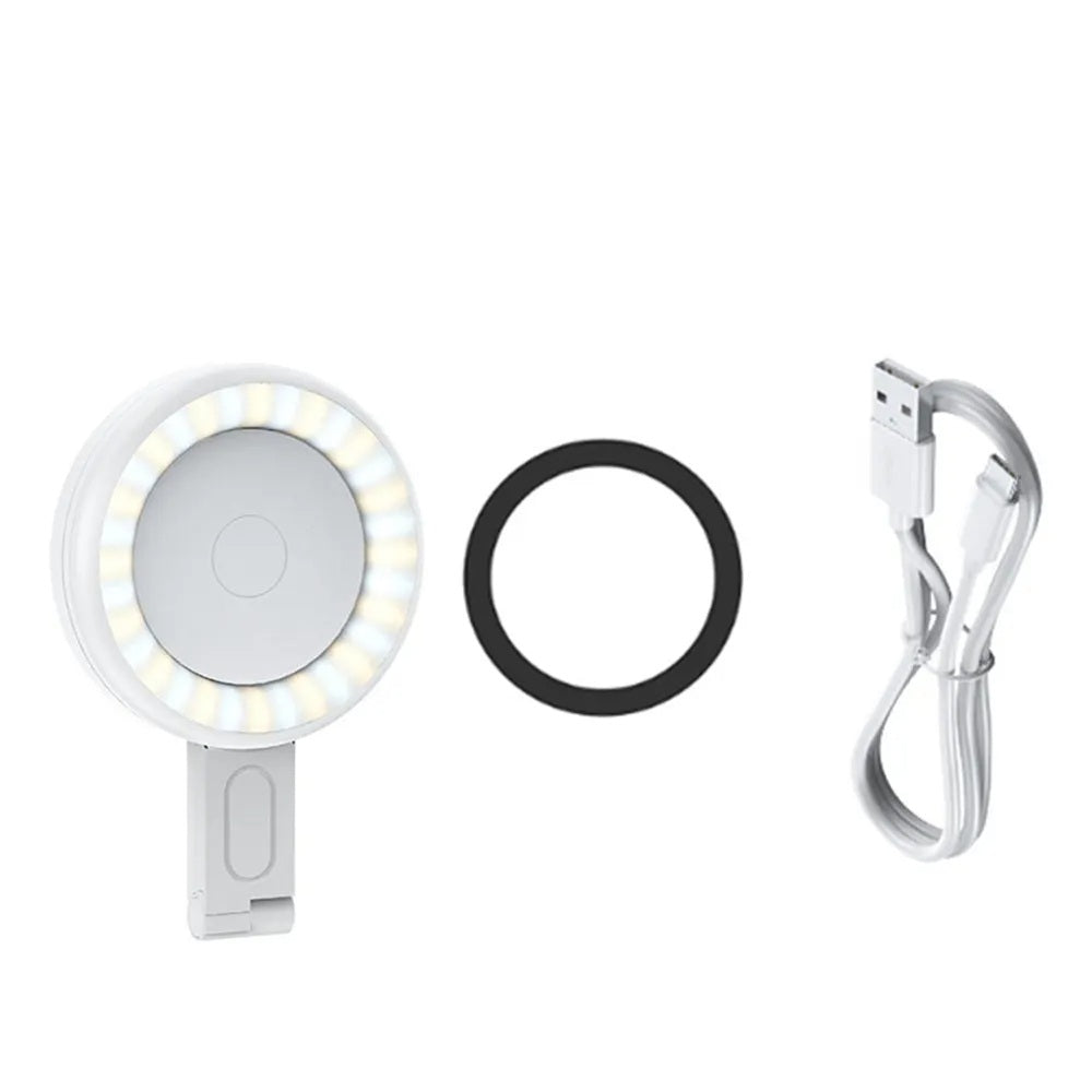 Magnetic Selfie Ring Light – Adjustable 180° Flip LED Fill Light Bracket for iPhone 15/14/13/12 & Android Makeup Glow