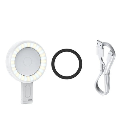 Magnetic Selfie Ring Light – Adjustable 180° Flip LED Fill Light Bracket for iPhone 15/14/13/12 & Android Makeup Glow