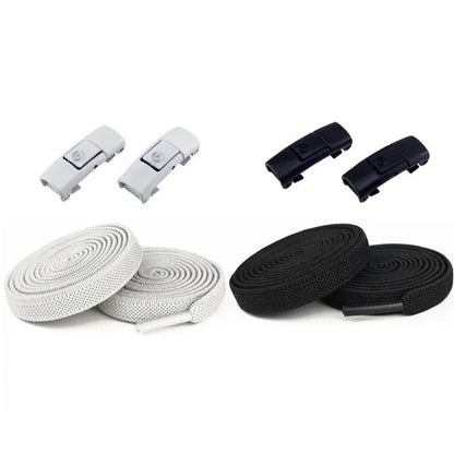 Elastic No Tie Shoelaces - 2-Pair Flat Locking Laces for Kids & Adults Sneakers