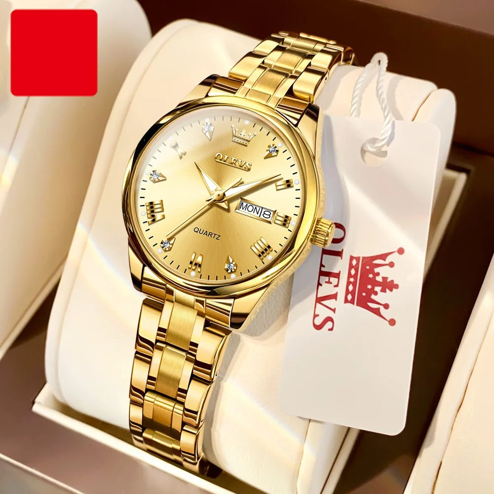 Luxury Couple Watches – Stainless Steel Waterproof Timepieces for Men & Women, Romantic Gift Set with Matching Elegant Style