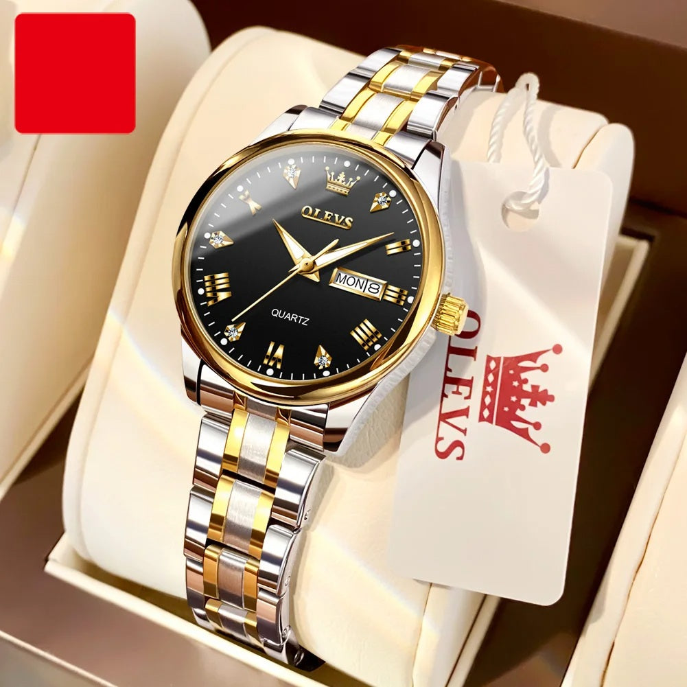 Luxury Couple Watches – Stainless Steel Waterproof Timepieces for Men & Women, Romantic Gift Set with Matching Elegant Style