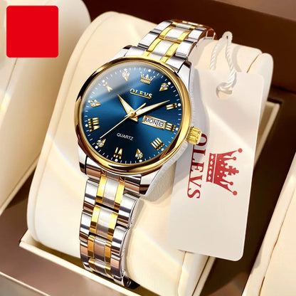Luxury Couple Watches – Stainless Steel Waterproof Timepieces for Men & Women, Romantic Gift Set with Matching Elegant Style