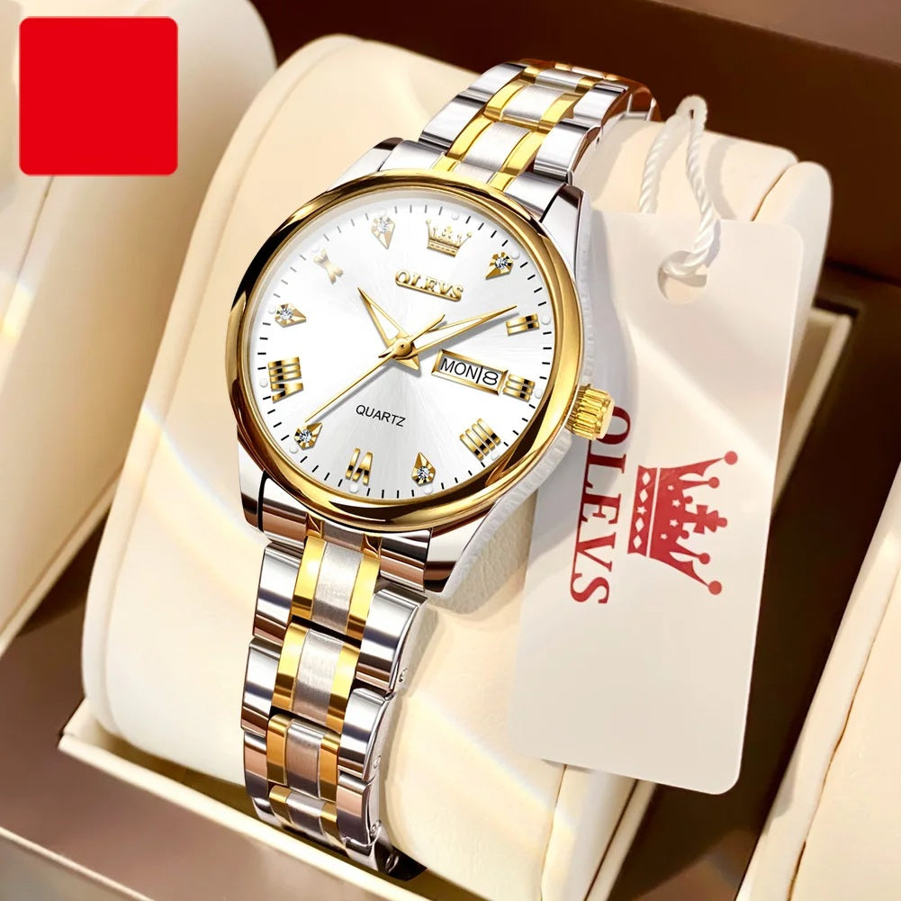 Luxury Couple Watches – Stainless Steel Waterproof Timepieces for Men & Women, Romantic Gift Set with Matching Elegant Style