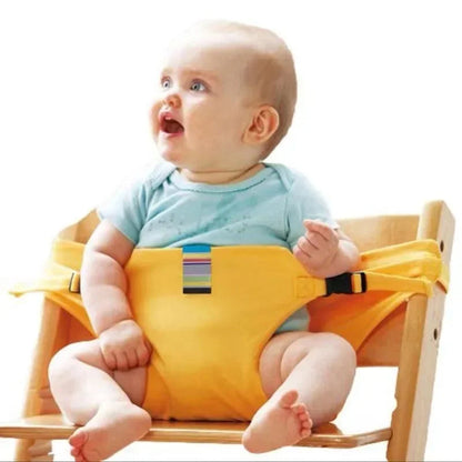 Portable Baby Dining Chair Harness – Washable Fabric Travel High Chair Seat with Safety Belt That Straps Around a Standard Dining Chair