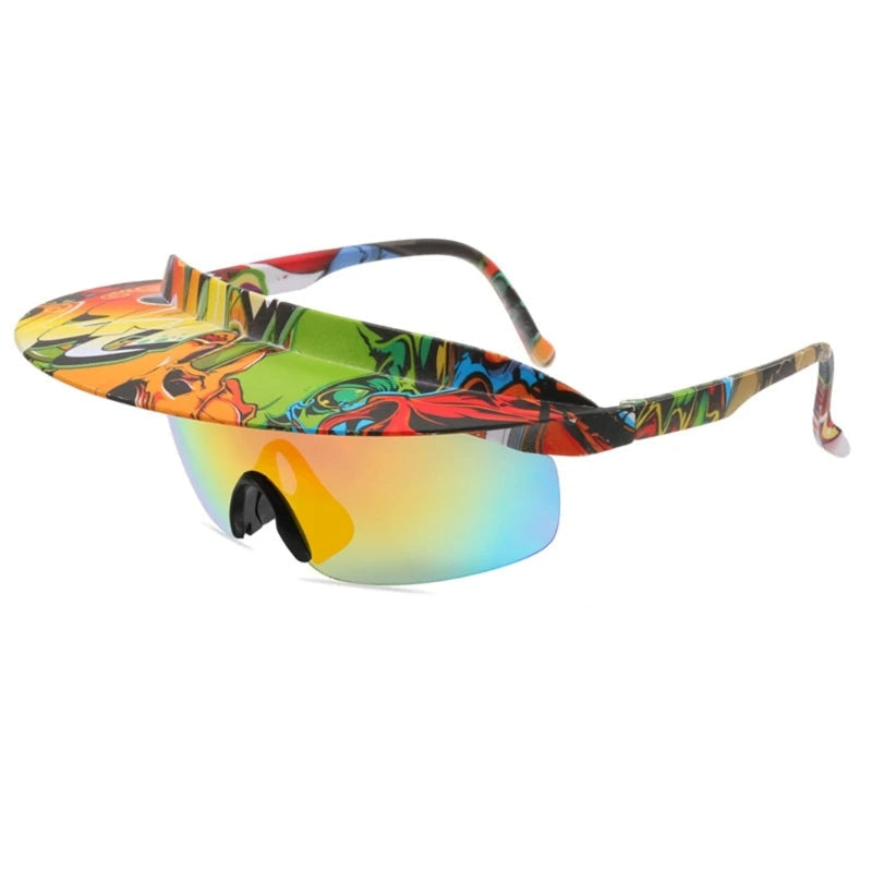 Sunglasses with Built-in Visor – Windproof Cycling Eyewear Shade for Outdoor Adventures, Stylish Sun Protection for Riders