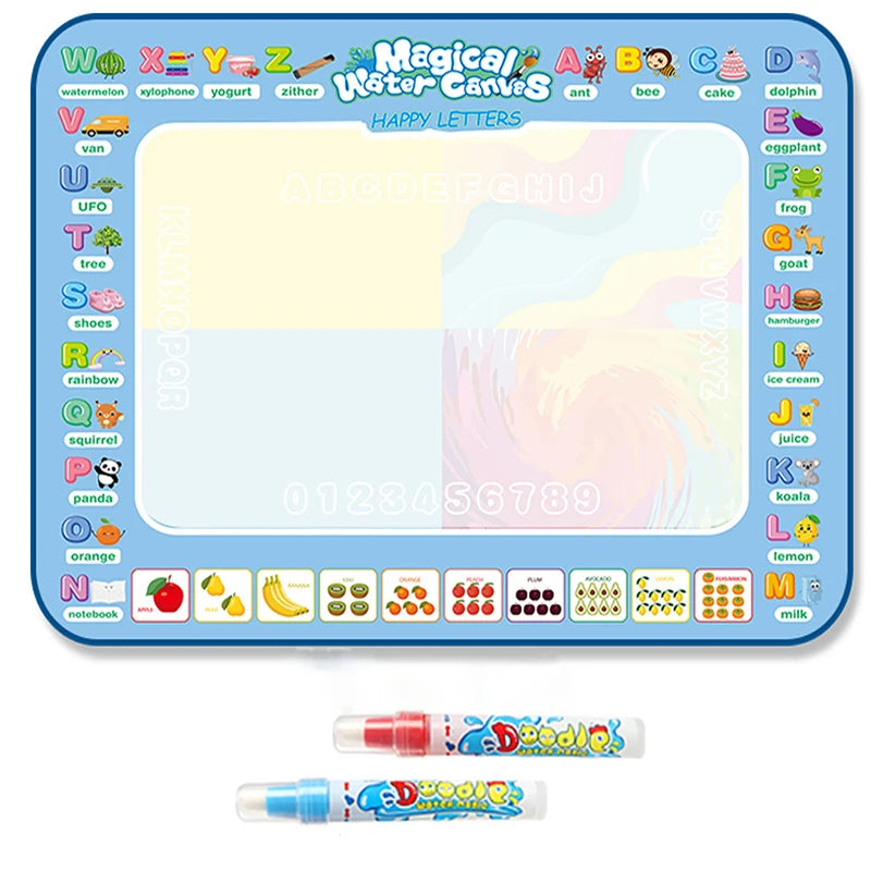 Magic Water Drawing Mat – Reusable Montessori Water Canvas with Pen for Kids’ Educational Painting, Color-Free Sensory Play and Learning