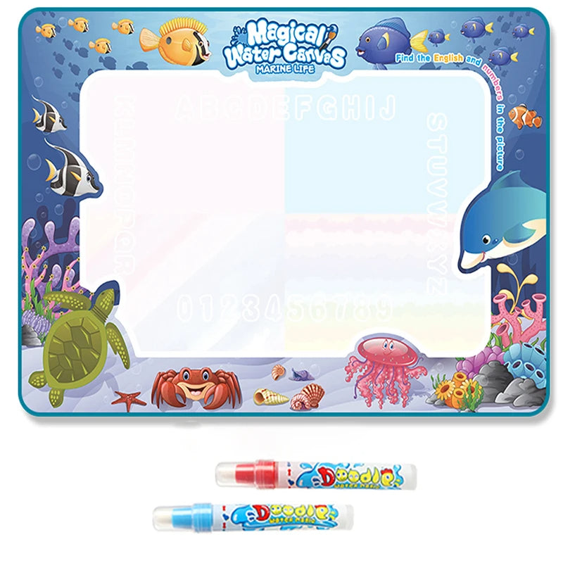 Magic Water Drawing Mat – Reusable Montessori Water Canvas with Pen for Kids’ Educational Painting, Color-Free Sensory Play and Learning