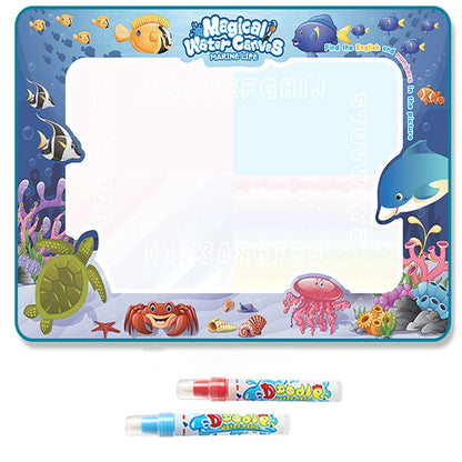 Magic Water Drawing Mat – Reusable Montessori Water Canvas with Pen for Kids’ Educational Painting, Color-Free Sensory Play and Learning