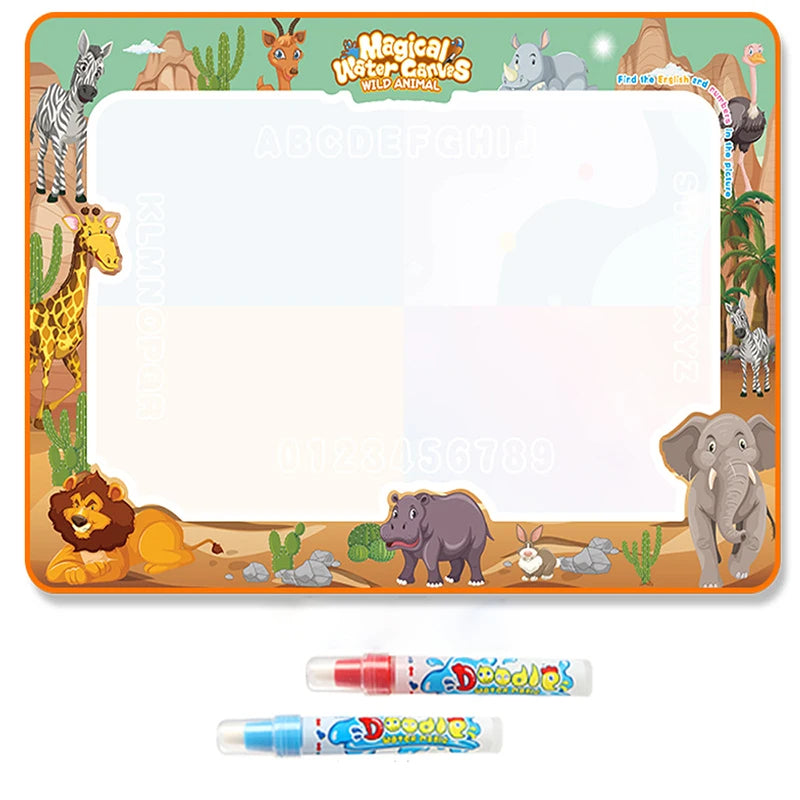 Magic Water Drawing Mat – Reusable Montessori Water Canvas with Pen for Kids’ Educational Painting, Color-Free Sensory Play and Learning