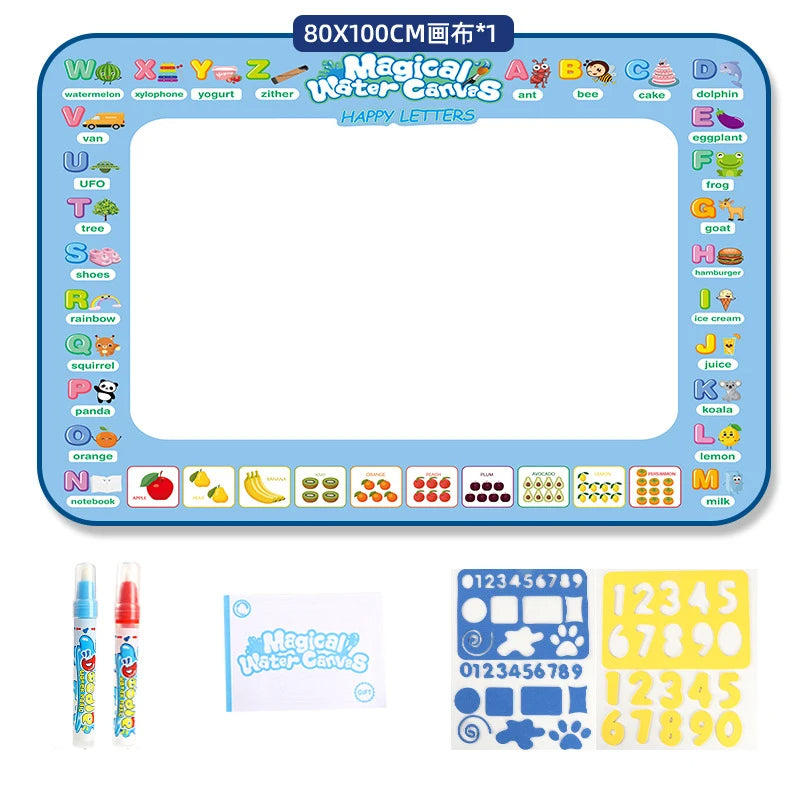 Magic Water Drawing Mat – Reusable Montessori Water Canvas with Pen for Kids’ Educational Painting, Color-Free Sensory Play and Learning
