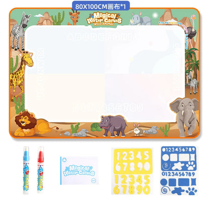 Magic Water Drawing Mat – Reusable Montessori Water Canvas with Pen for Kids’ Educational Painting, Color-Free Sensory Play and Learning