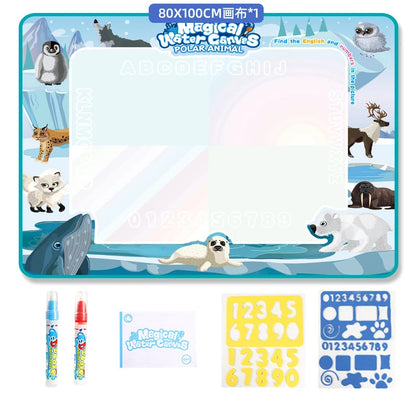 Magic Water Drawing Mat – Reusable Montessori Water Canvas with Pen for Kids’ Educational Painting, Color-Free Sensory Play and Learning