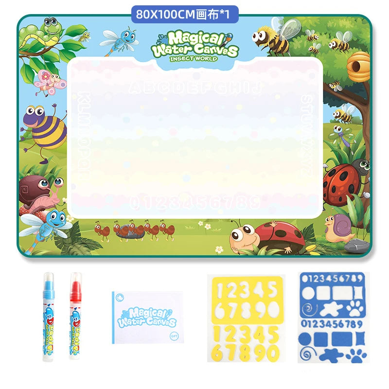 Magic Water Drawing Mat – Reusable Montessori Water Canvas with Pen for Kids’ Educational Painting, Color-Free Sensory Play and Learning