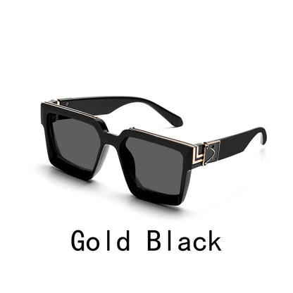 Retro Black Millionaire Shades – Luxury Designer Square Sunglasses for Men and Women, Trendy 2024 Style