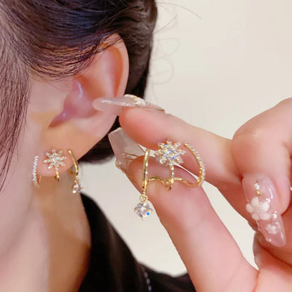 Crystal Star Tassel Dangle Earrings – Elegant Drop Jewelry with Micro-Set Sparkle for Glamorous Parties & Gifts