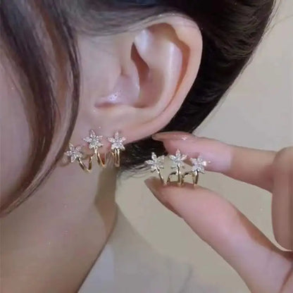 Crystal Star Tassel Dangle Earrings – Elegant Drop Jewelry with Micro-Set Sparkle for Glamorous Parties & Gifts
