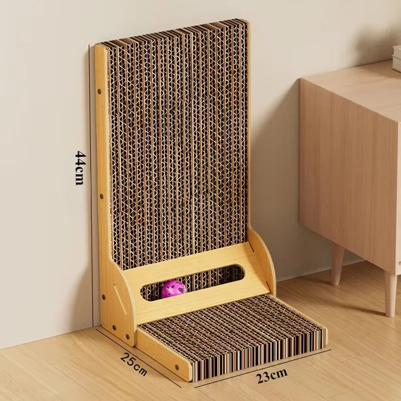 L-Shaped Interactive Cat Scratching Board – Wear-Resistant Wooden Post for Grinding Claws and Training Cats with Durable Materials